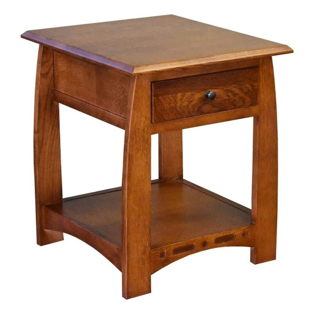 Mission Quarter Sawn White Oak 1 Drawer Inlay End Table