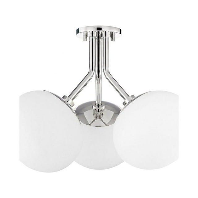 Mitzi Estee 3 - Light Semi-Flush Mount in  Polished Nickel White Shade