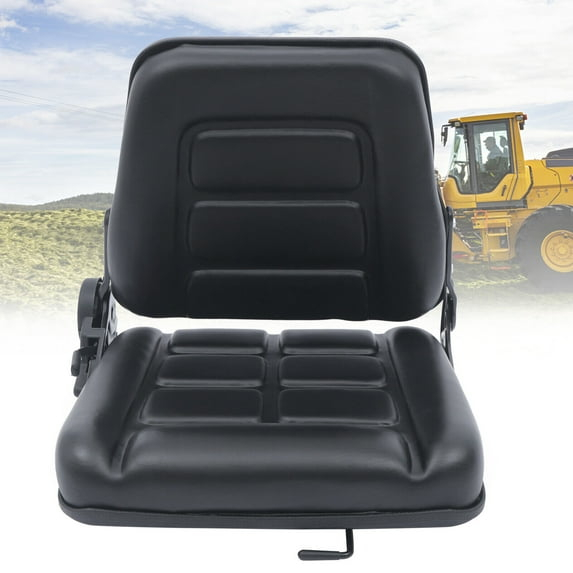 Black Adjustable PVC Forklift and Tractor Seat with Armrests