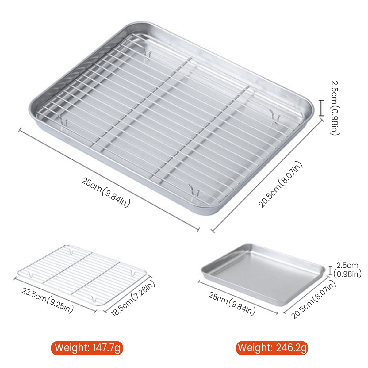Mlfire Baking Sheets and Racks Set Stainless Steel Baking Sheet Chef Baking Sheet with Wire Rack Set for Oven and Dishwasher Non Toxic Heavy Duty Easy Clean Cooling Rack Set