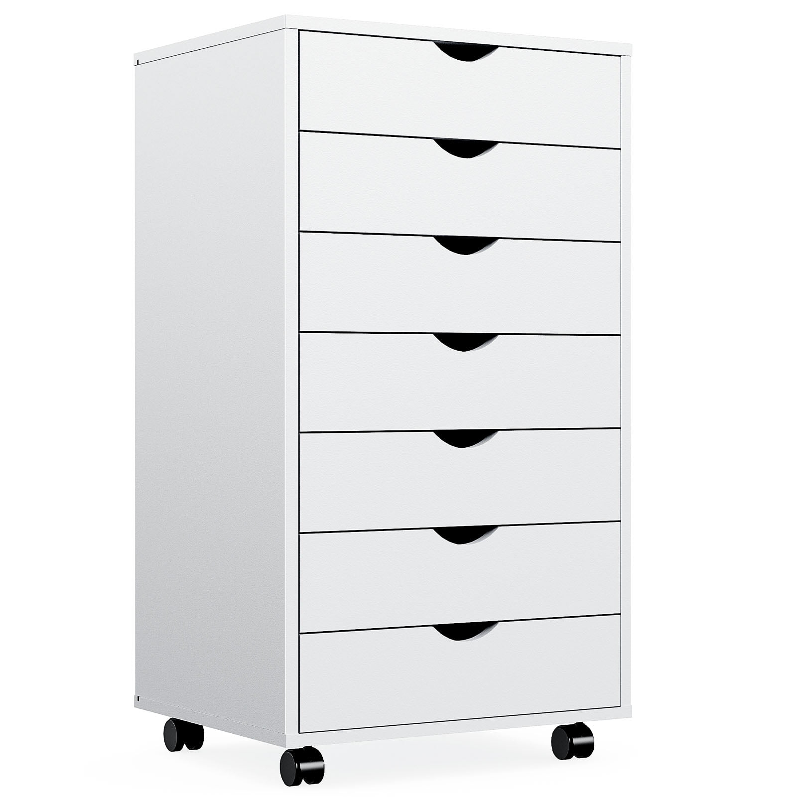 Mobile Chest of Drawers - Versatile Wood Storage Dresser with Wheels for Bedroom, Home, Office, White