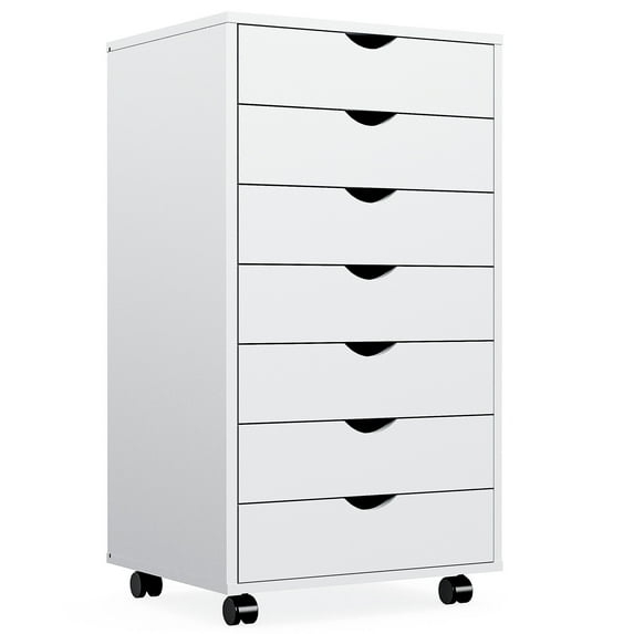Mobile Chest of Drawers - Versatile Wood Storage Dresser with Wheels for Bedroom, Home, Office, White