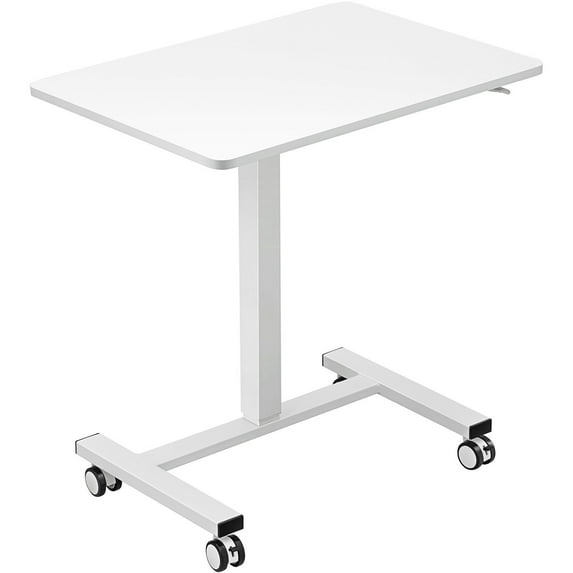 VEVOR Mobile Standing Desk Gas-Spring Height Adjustable Sit-Stand Desk 360° Swivel Wheels(2 Lockable) 28"-44"H