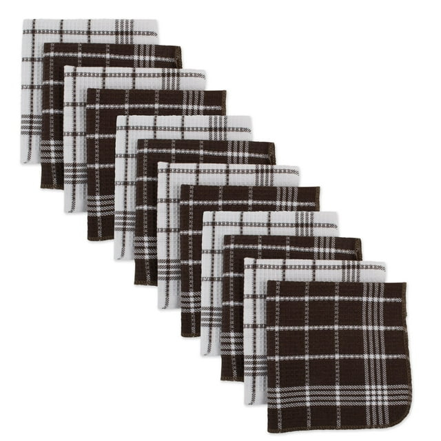 Design Imports  Mocha Waffle Weave Dishcloth - Set of 12