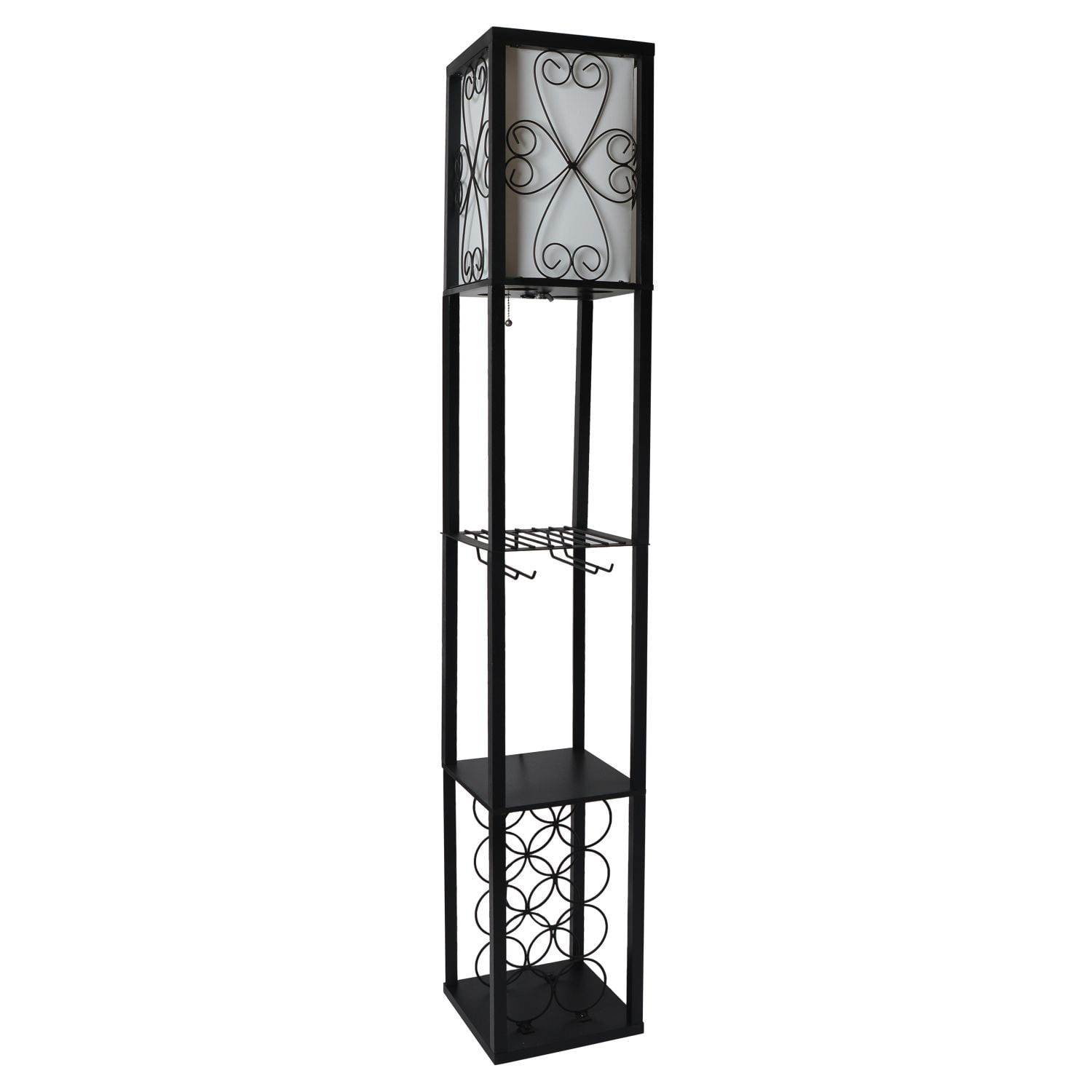 Mod Lighting and Decor Floor Lamp with Storage Shelf and Wine Rack - 62.75" - Black and White