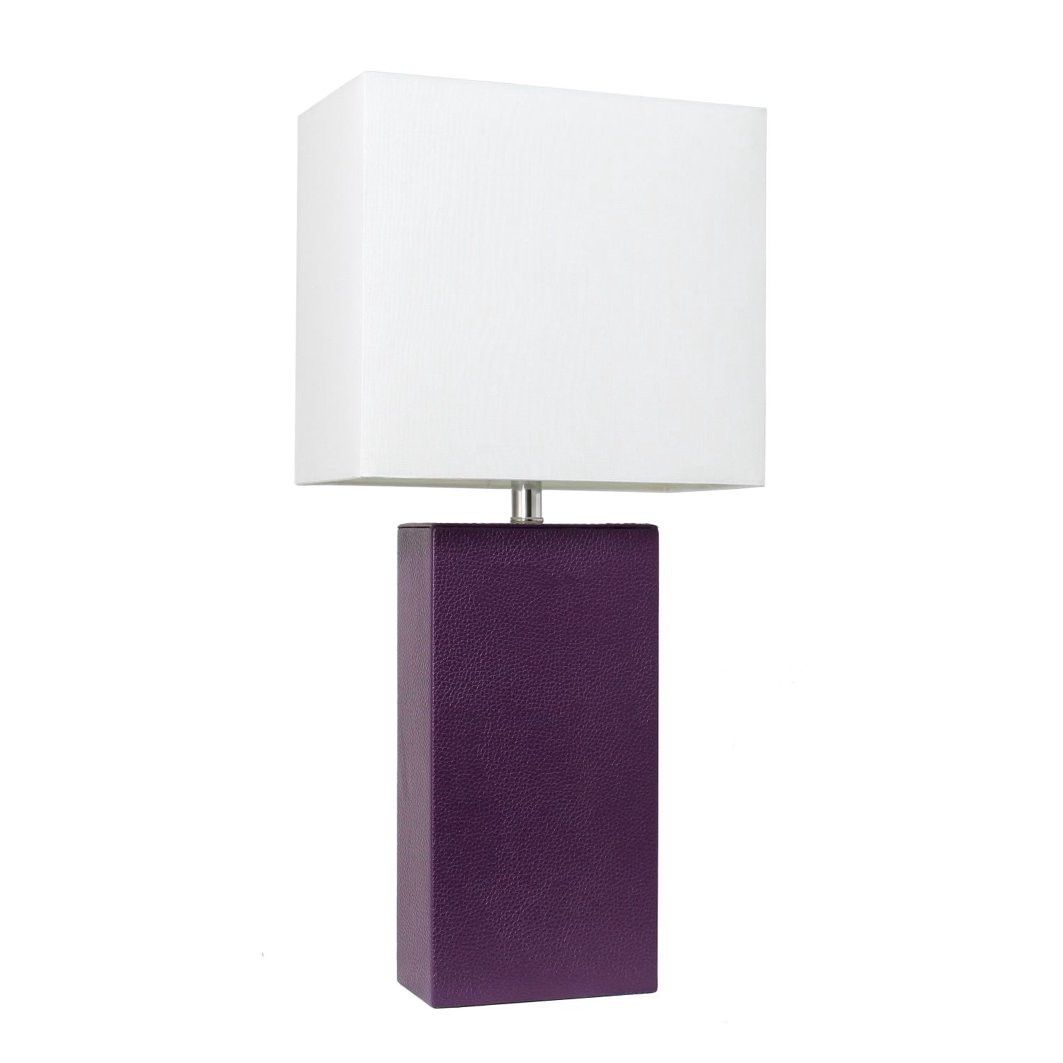 Mod Lighting and Decor Leather Bedside Table Lamp with Shade - 21" - White and Purple