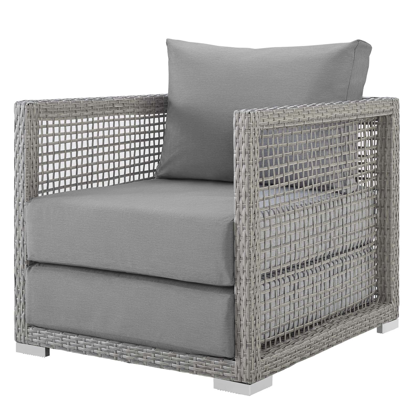 Mod Modern Outdoor Patio Lounge Chair with All-Weather Cushions, Gray