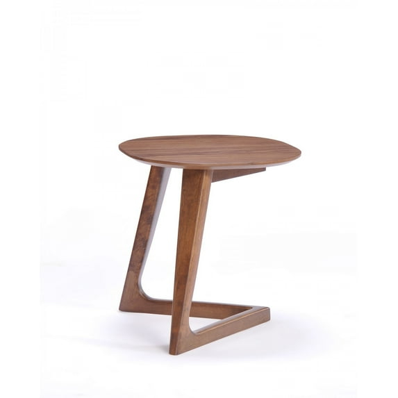 Mod Walnut Wood Asymmetric End Table