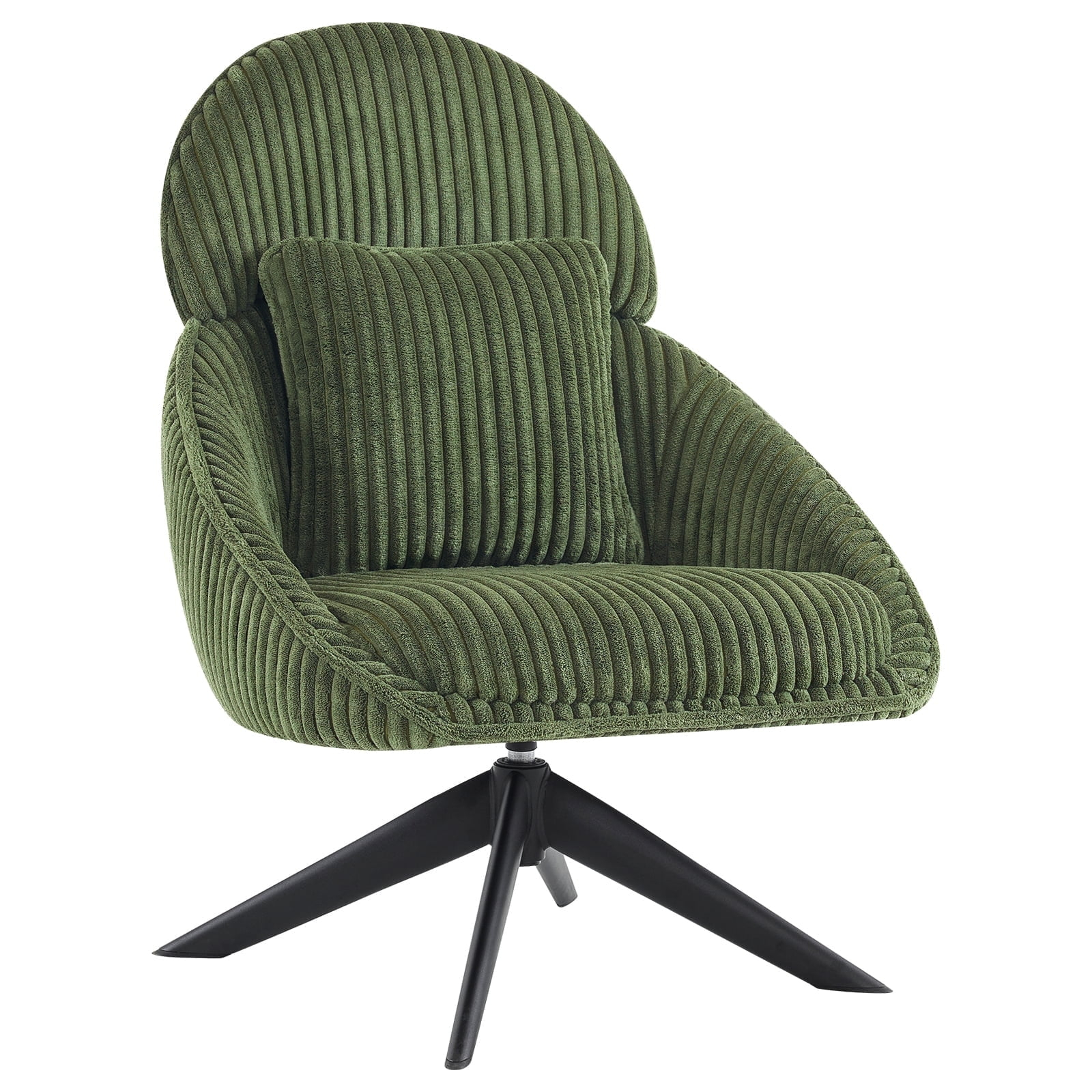 Furniliving Swivel Accent Chair with Pillow Corduroy Comfy Lounge Chair Lazy Chair for Living Room/Bedroom, Green