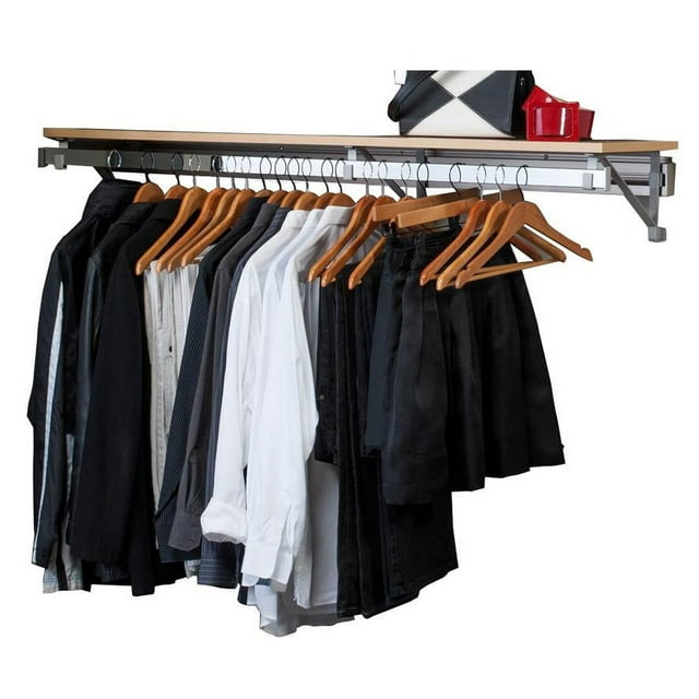 Arrange a Space Closet Hang Rod with Shelf 44in. Maple