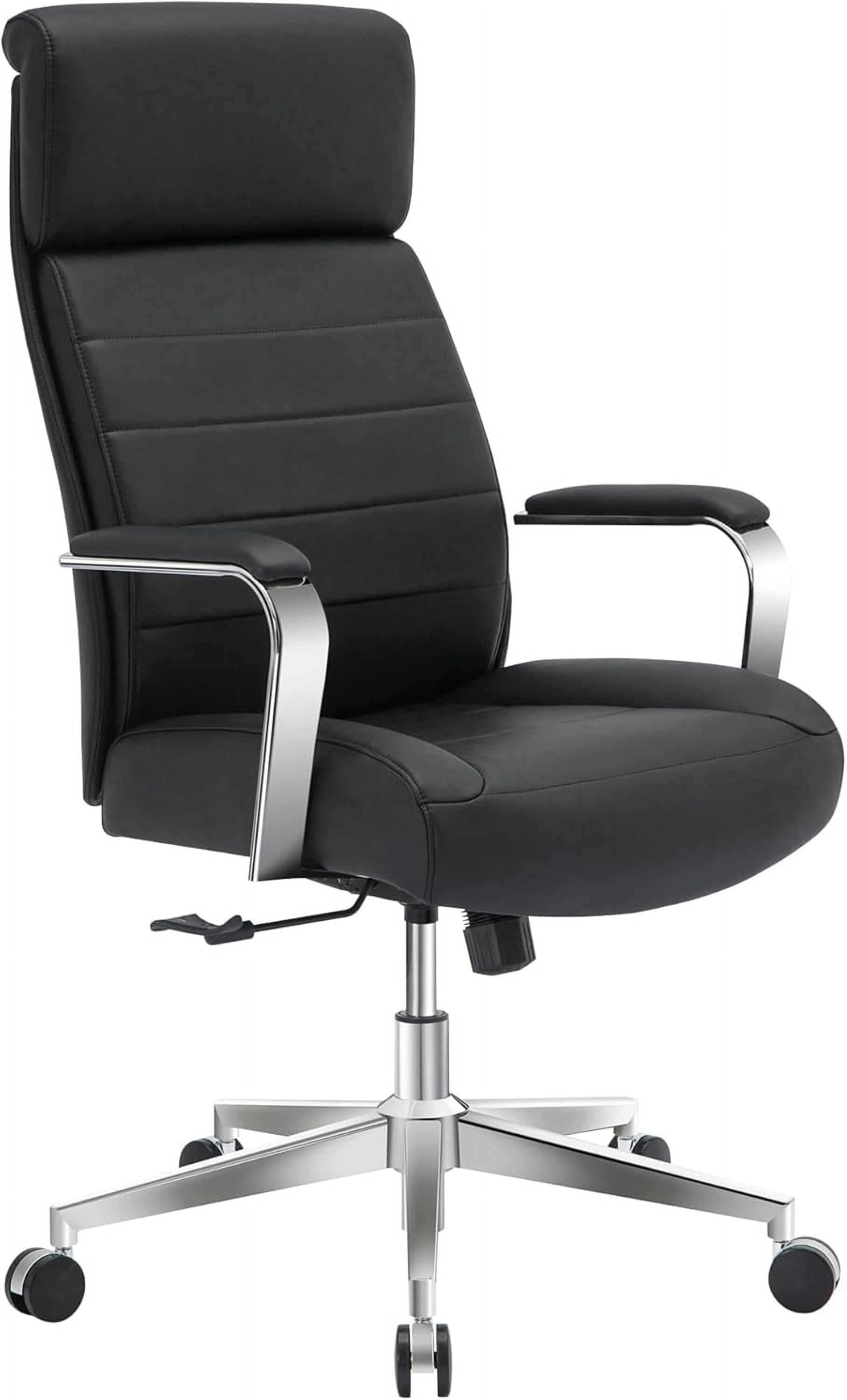 ® Modern Comfort Modee Vegan Leather High-Back Executive Office Chair, Black/Chrome, BIFMA Compliant