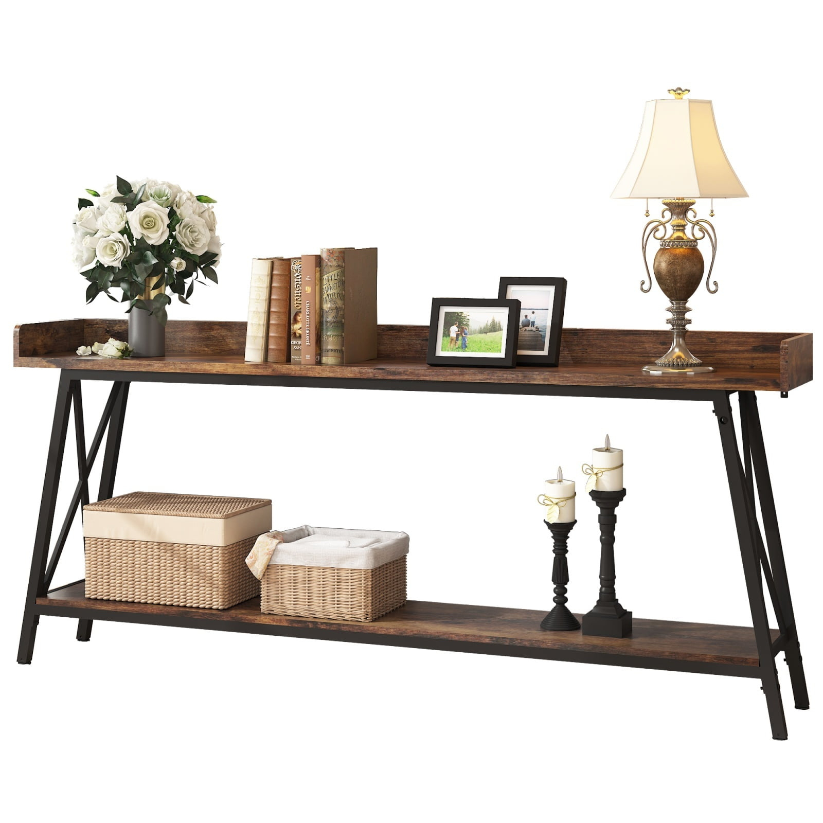 Modern Console Table, Easy To Assemble, Farmhouse 70.87" Console Sofa Table, Industrial Style Wooden Entryway Table For Living Rooms, Entrances, Kitchens, Corridor