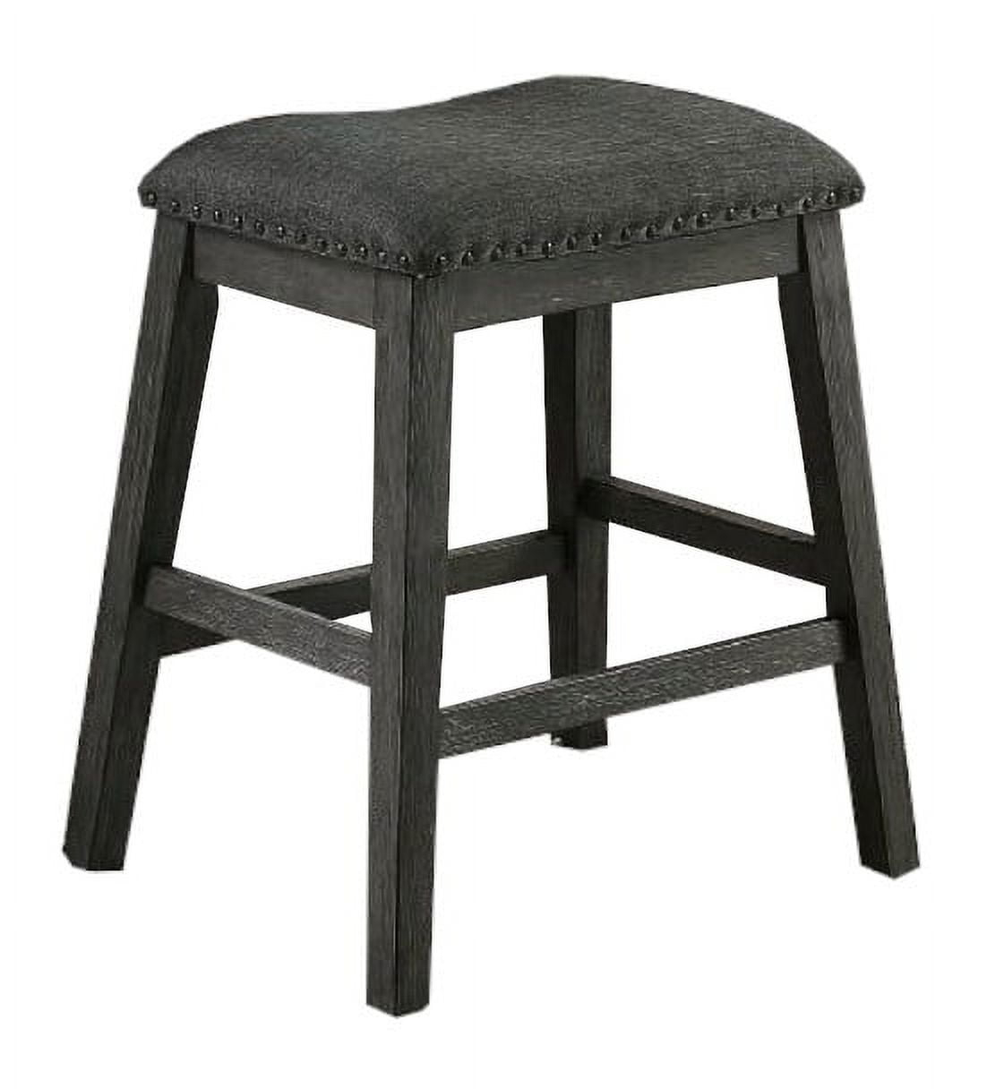 Fabric Saddle Counter Stool with Nailhead Trim, Grey - Set of 2