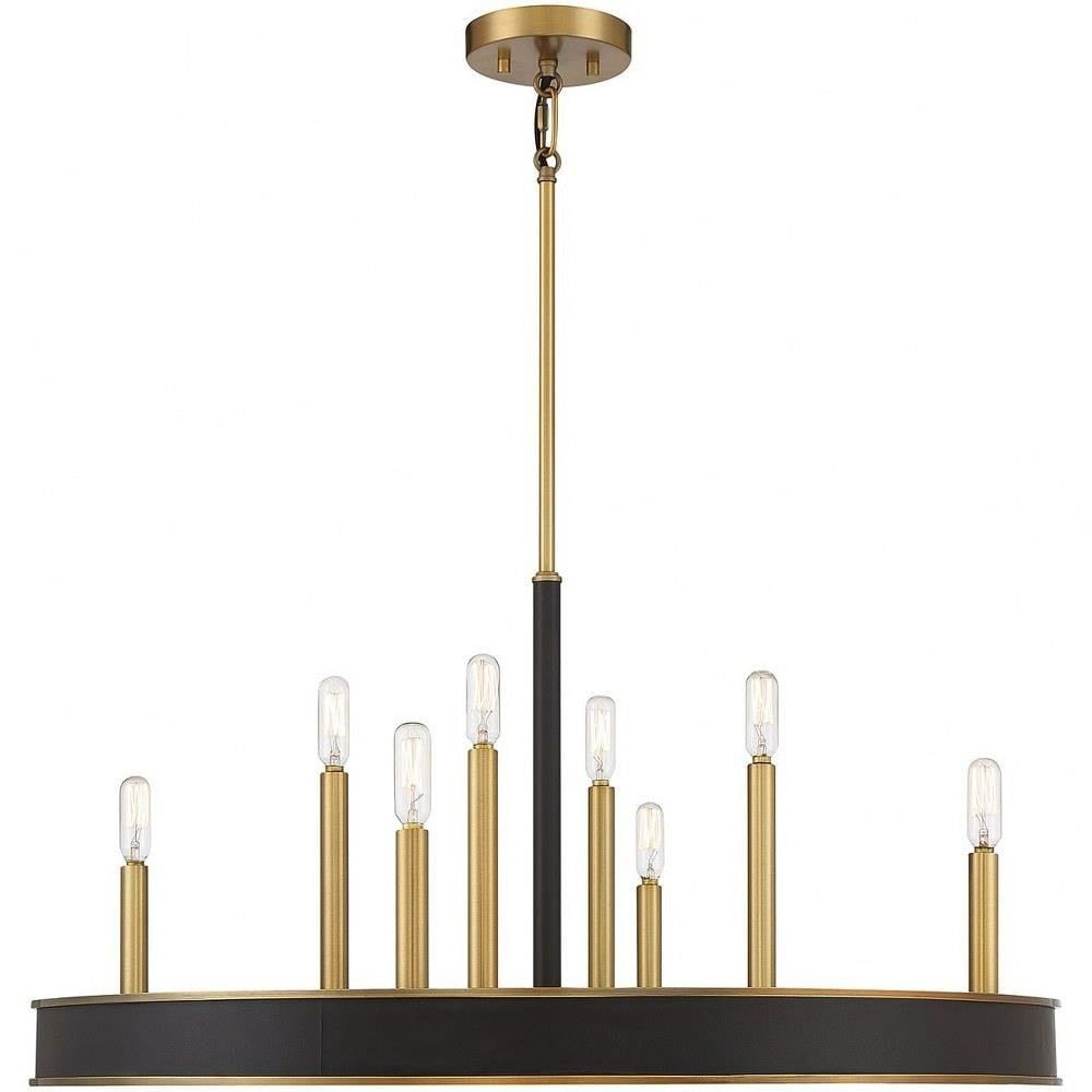 Modern Contemporary Eight Light Chandelier in Warm Brass Finish Bailey Street Home 159-Bel-4636163