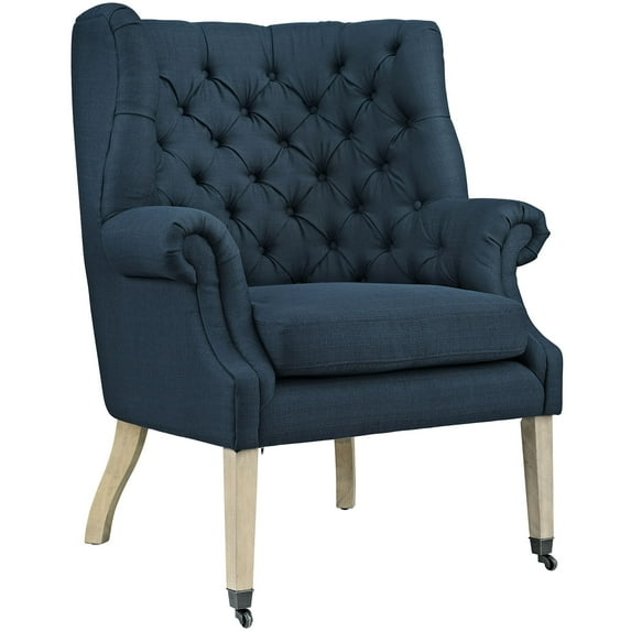 Modway Chart Upholstered Accent Chair with Casters in Azure
