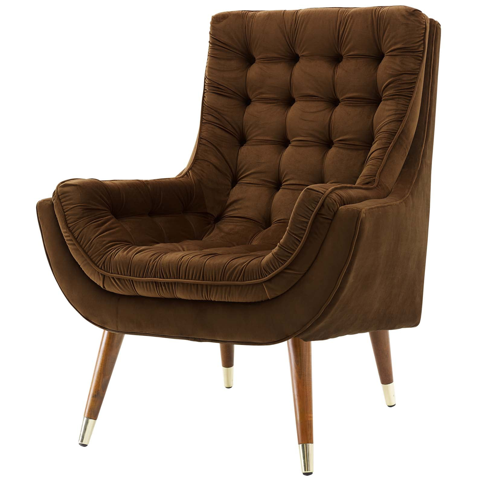 Modway Suggest Tufted Performance Velvet Lounge Chair in Brown