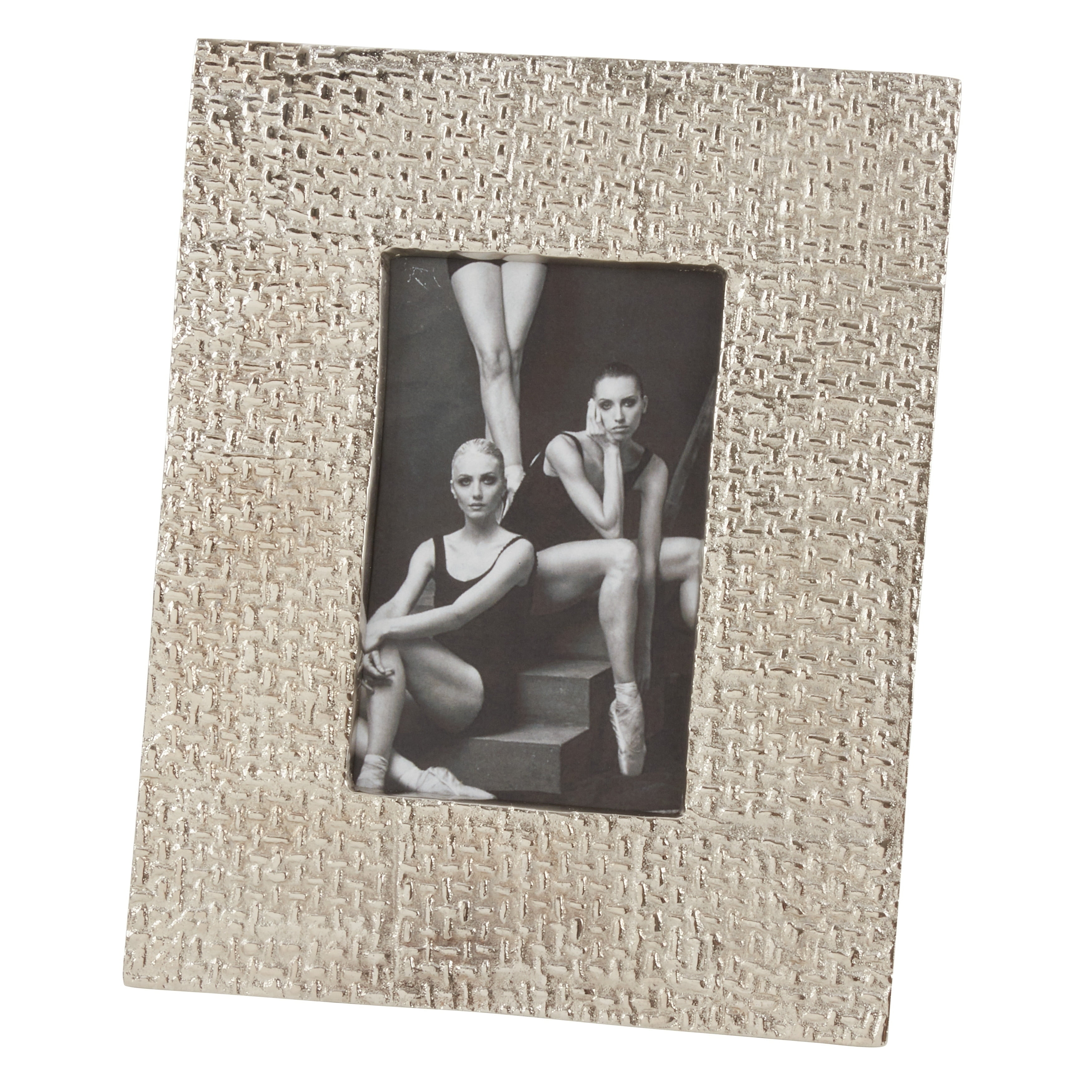 SARO  Hammered Design Aluminum Photo Frame  Silver