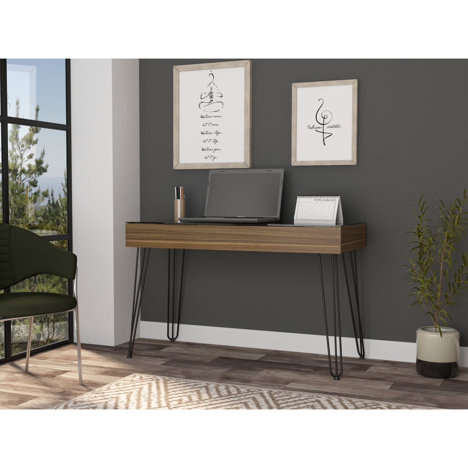 Baxter 120 Drawer Desk, Four Legs, One Drawer