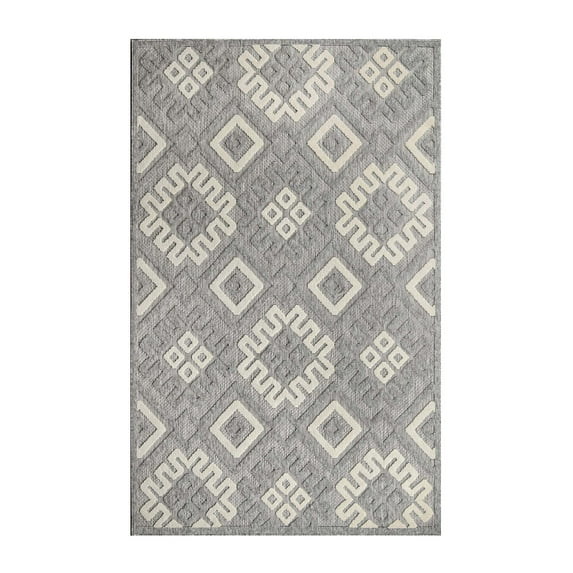 Modern Diamonds Geometric Indoor/Outdoor Area Rug, Gray, 5' 2" x 7' 2"