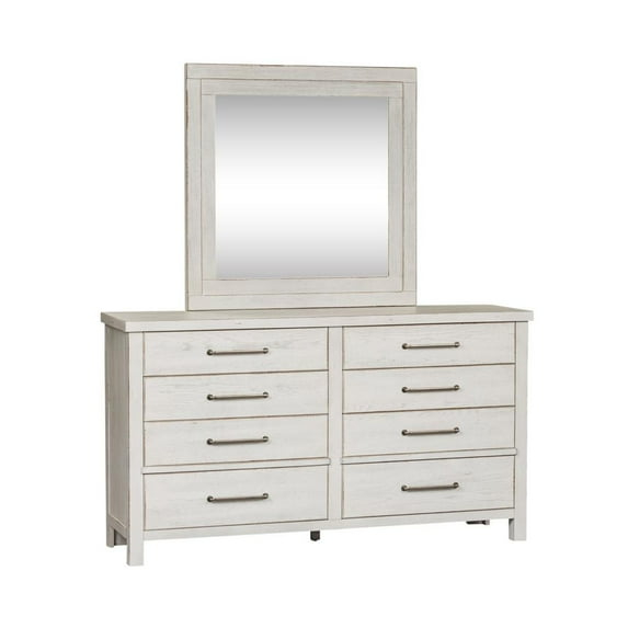 Modern Farmhouse White Dresser & Mirror