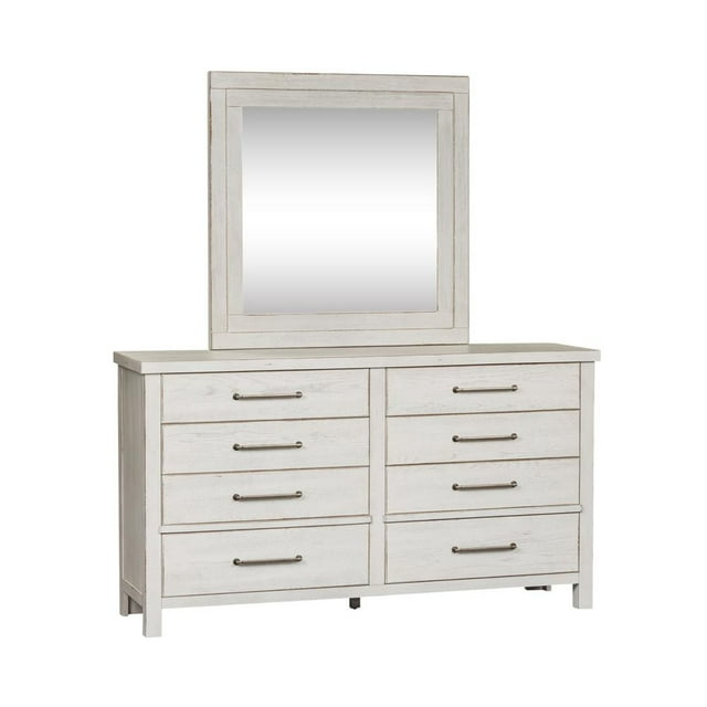 Modern Farmhouse White Dresser & Mirror
