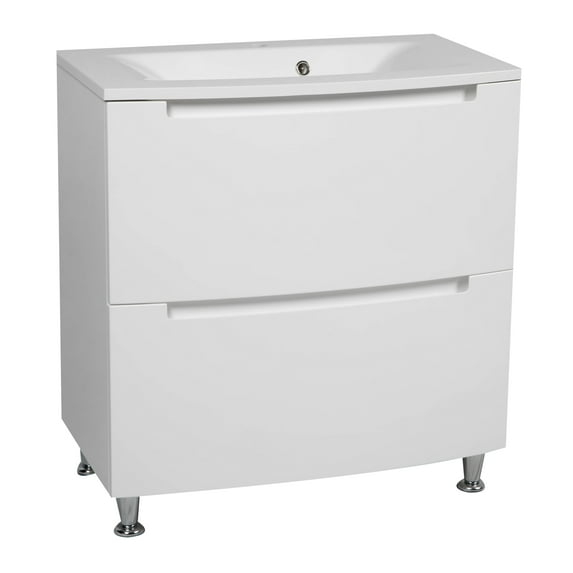 Modern Free standing Bathroom Vanity with Washbasin | Delux White HighGloss Collection | Non-Toxic Fire-Resistant MDF-80" (40+40)-Simple Collection 40"