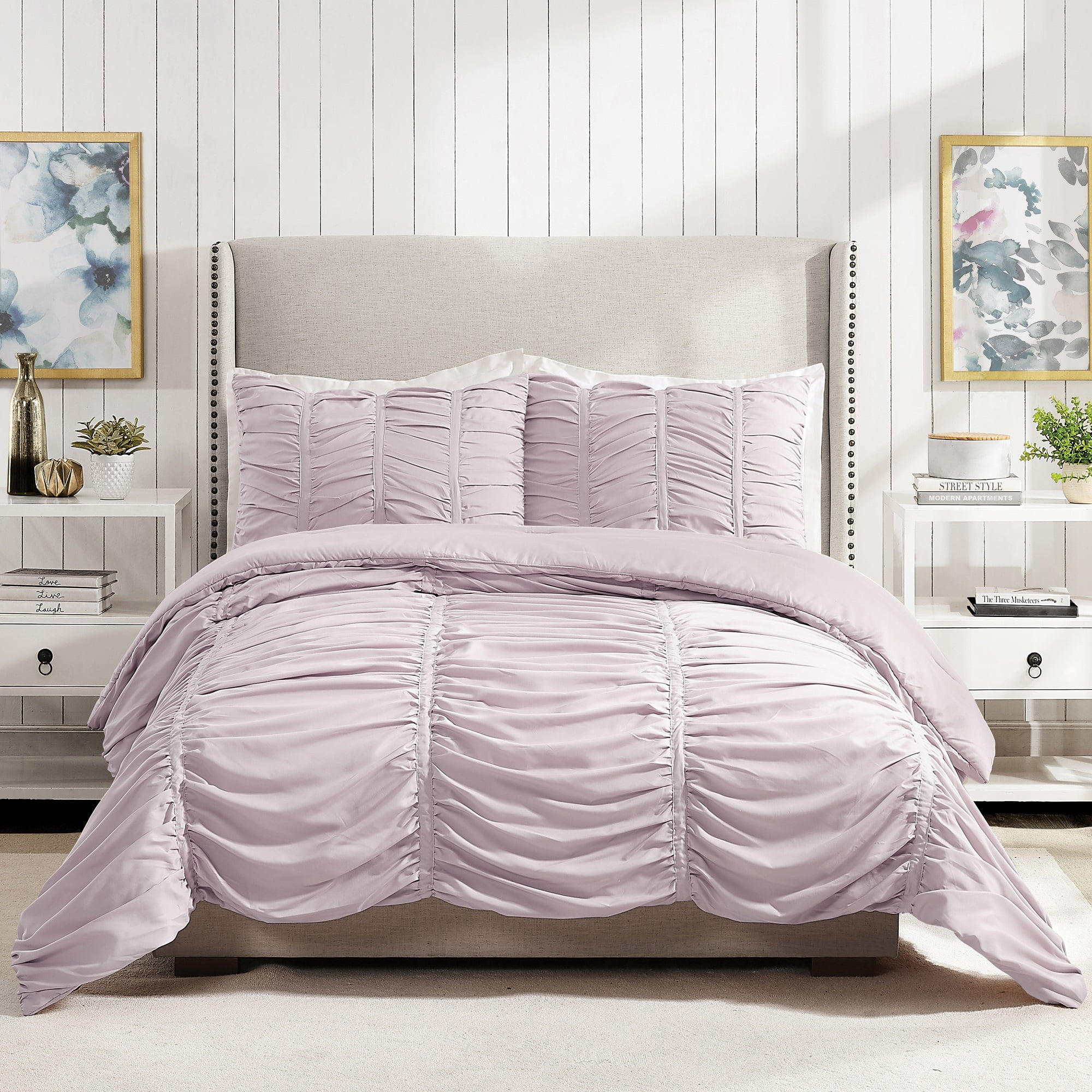 Modern Heirloom Emily Ruched Solid Textured Comforter Set