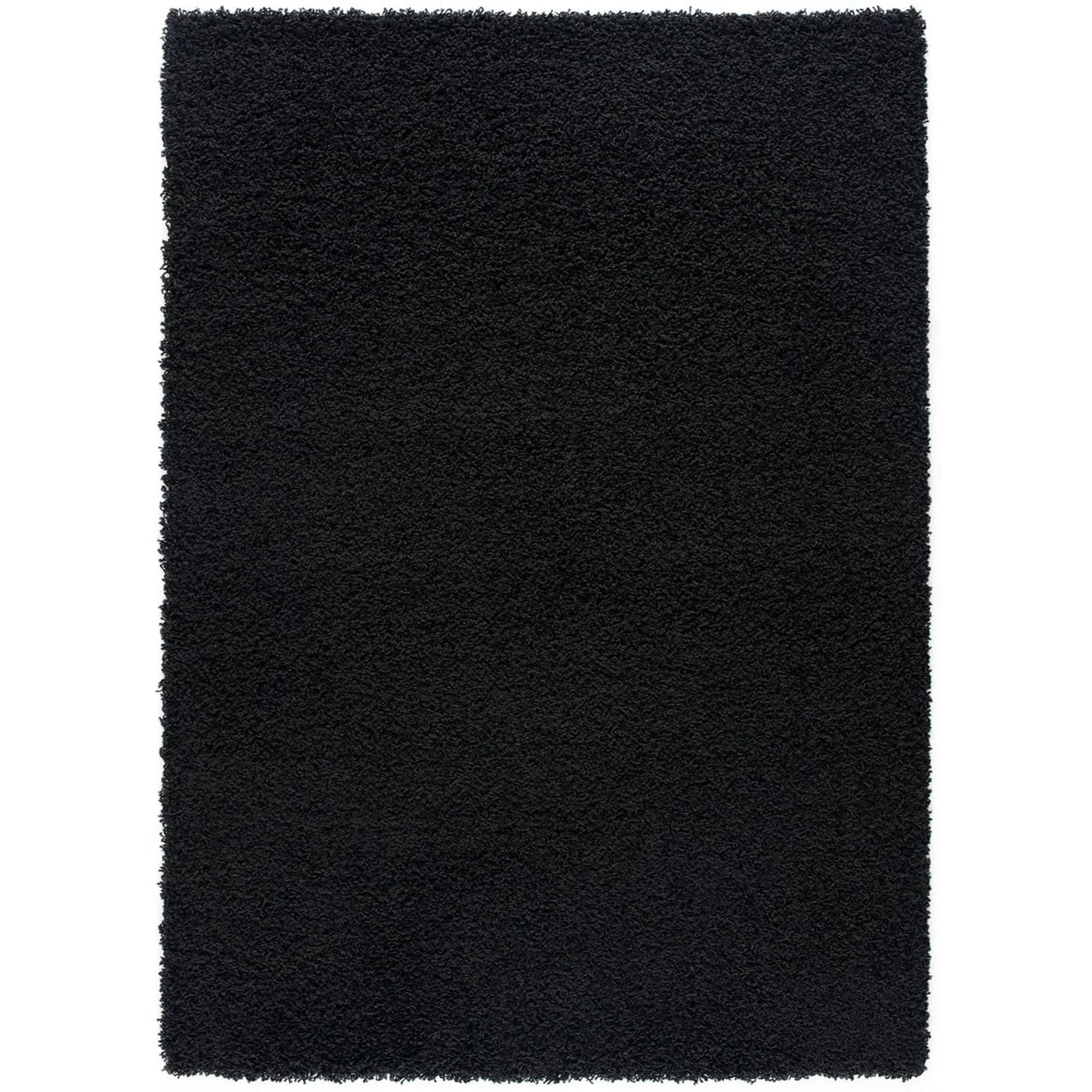 Modern Indoor Rectangular Carpet, Pad, Mat Alora Black Shag 5' x 7' Rug