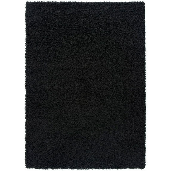 Modern Indoor Rectangular Carpet, Pad, Mat Alora Black Shag 5' x 7' Rug