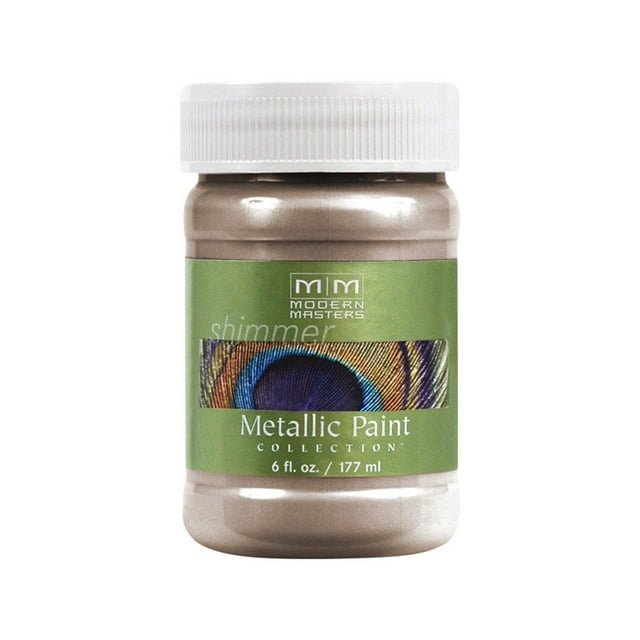 6 oz Modern Masters ME221 Warm Silver Metallic Paint Collection, Satin Water-Based Decorative Metallic Paint
