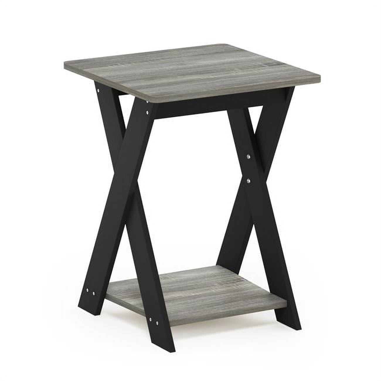 Modern Simplistic Criss-Crossed End Table, French Oak Grey & Black