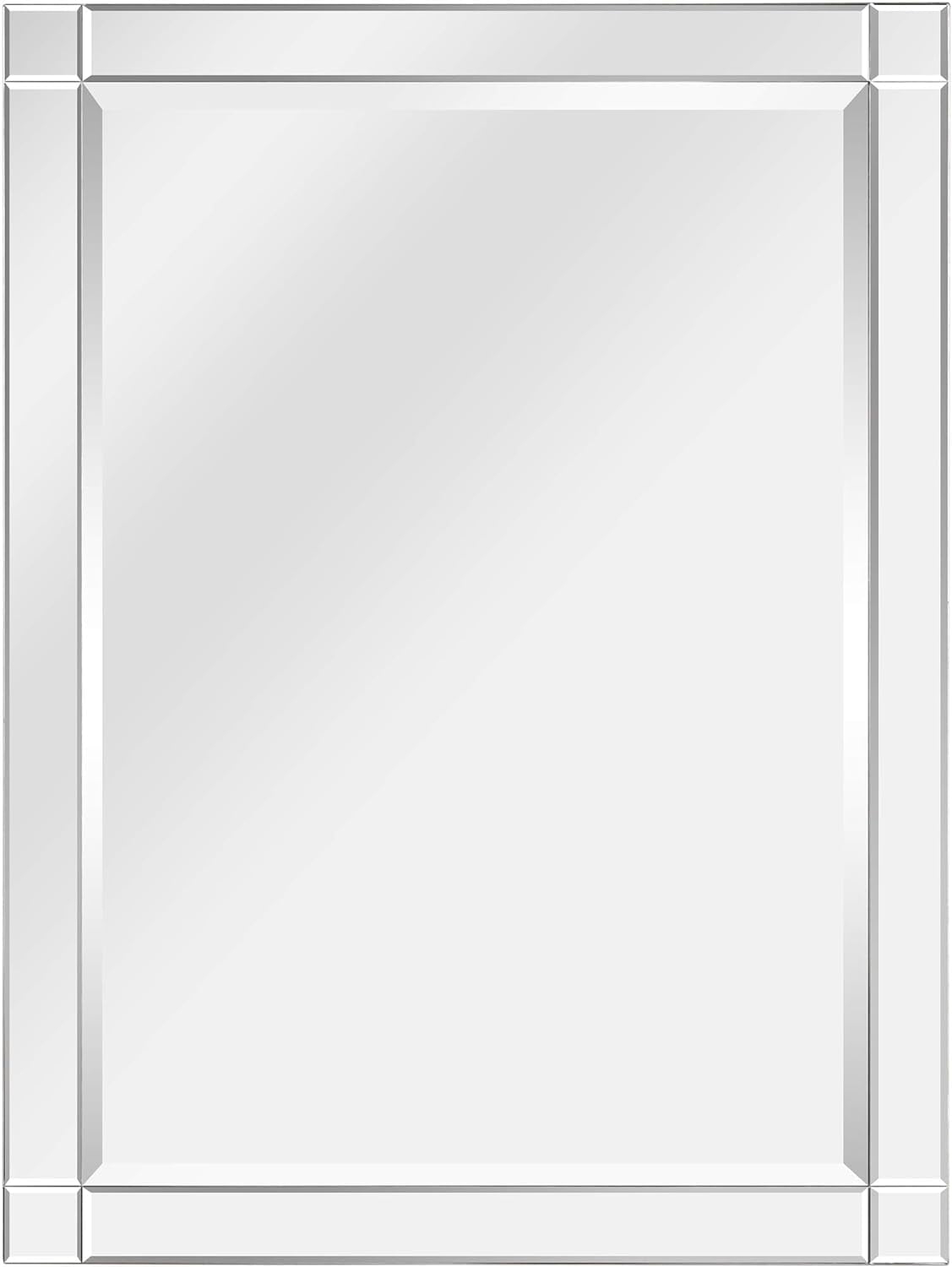 Empire Art Direct Moderno Squared Corner Beveled Rectangle Wall Mirror, Solid Wood Frame, 1"-Beveled Center Mirror, Ready to Hang - Clear 30 in. x 40