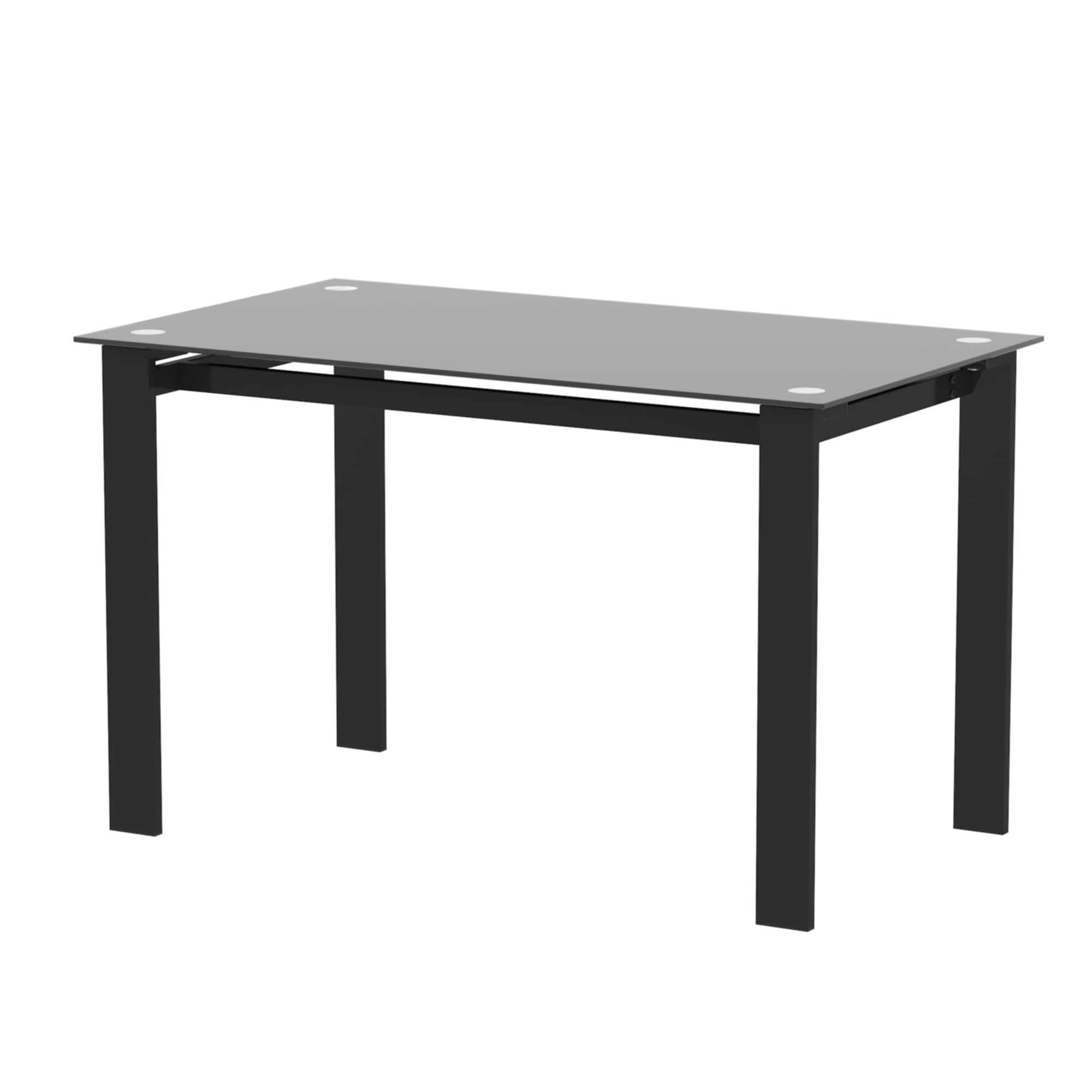 Modern Tempered Glass Black Dining Table - Rectangular Metal Legs for Living Room and Kitchen