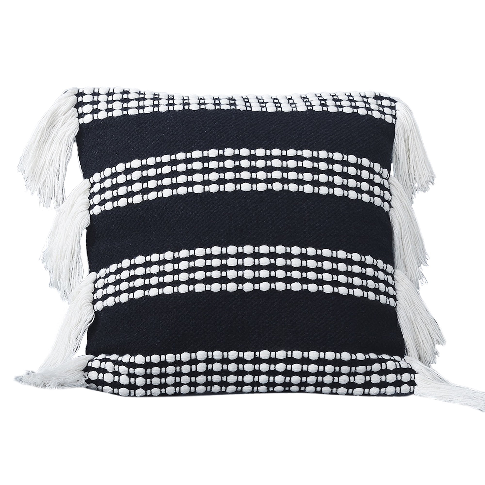 Modern Threads 18" x 18" Black Stripe 100% Cotton Decorative Pillow Cover, Irma