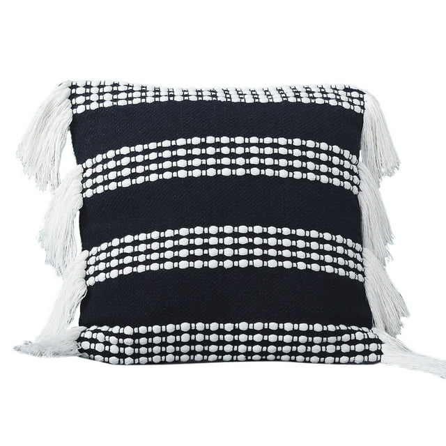 Modern Threads 18" x 18" Black Stripe 100% Cotton Decorative Pillow Cover, Irma