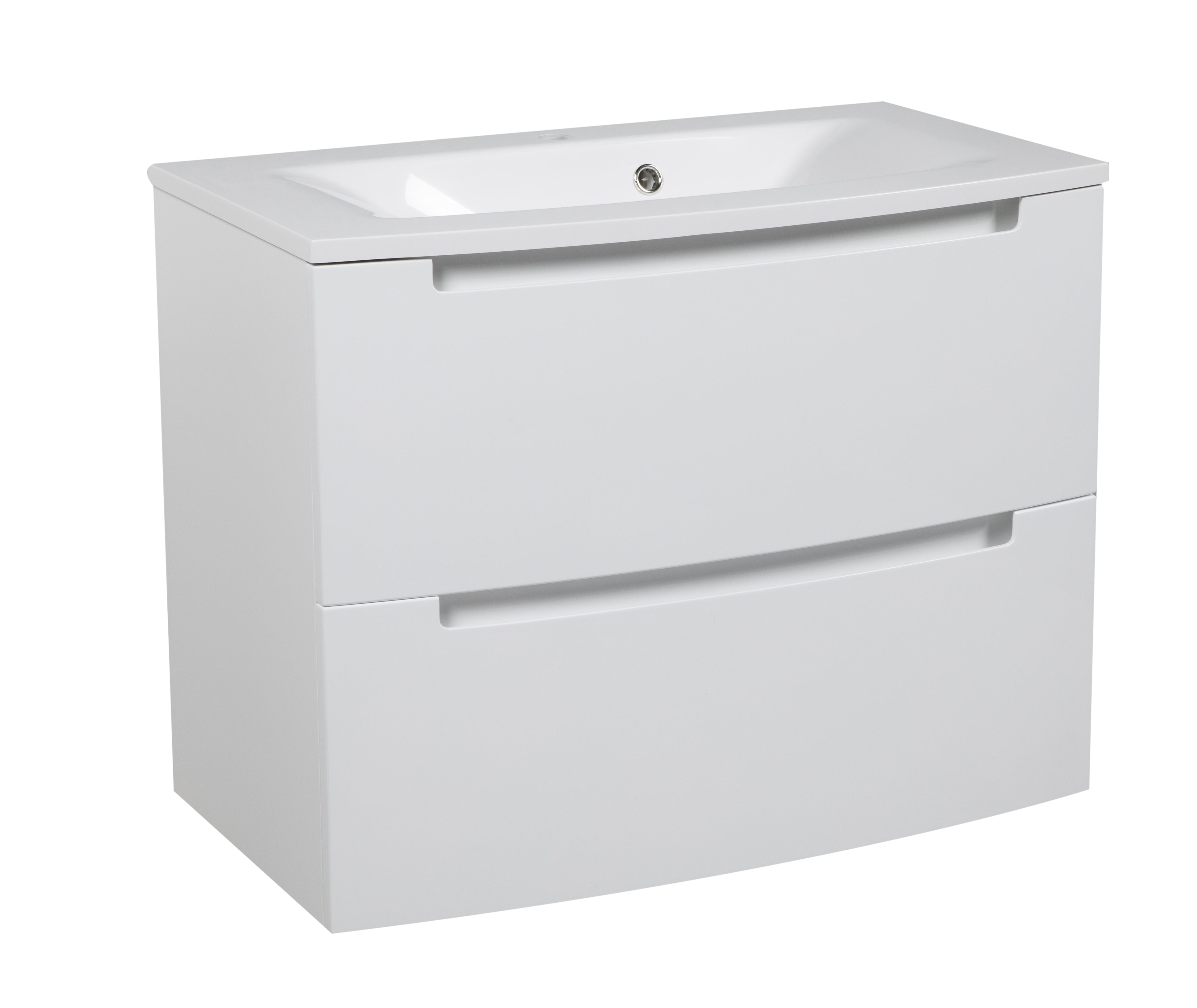 Modern Wall-Mount Bathroom Vanity with Washbasin | Delux White HighGloss Collection | Non-Toxic Fire-Resistant MDF-24+12R-Simple Collection 32"