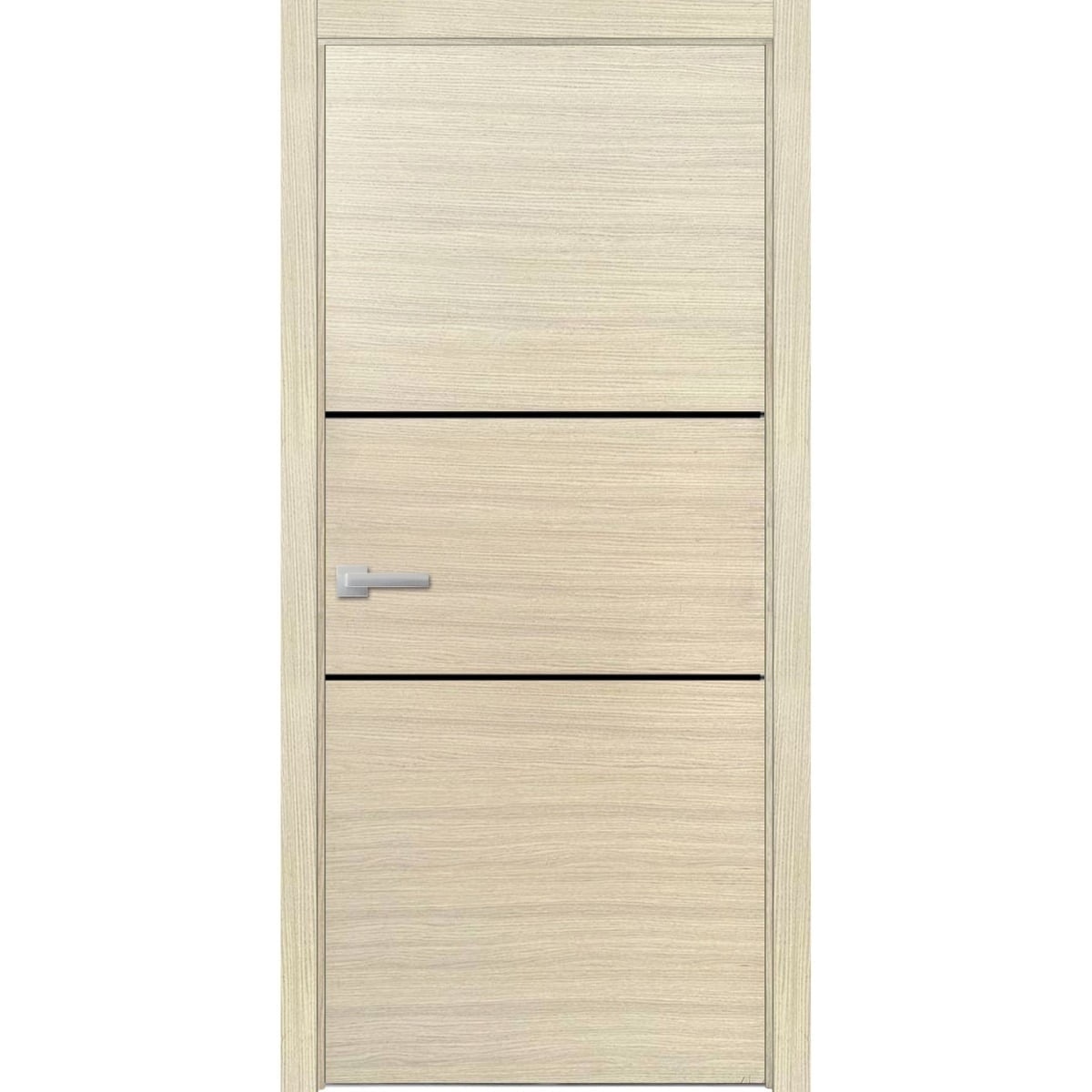 Modern Wood Interior Pre-Hung Door with Hardware | Planum 0014 Natural Veneer | Single Panel Frame Trims | Bathroom Bedroom Sturdy Doors-42" x 80"