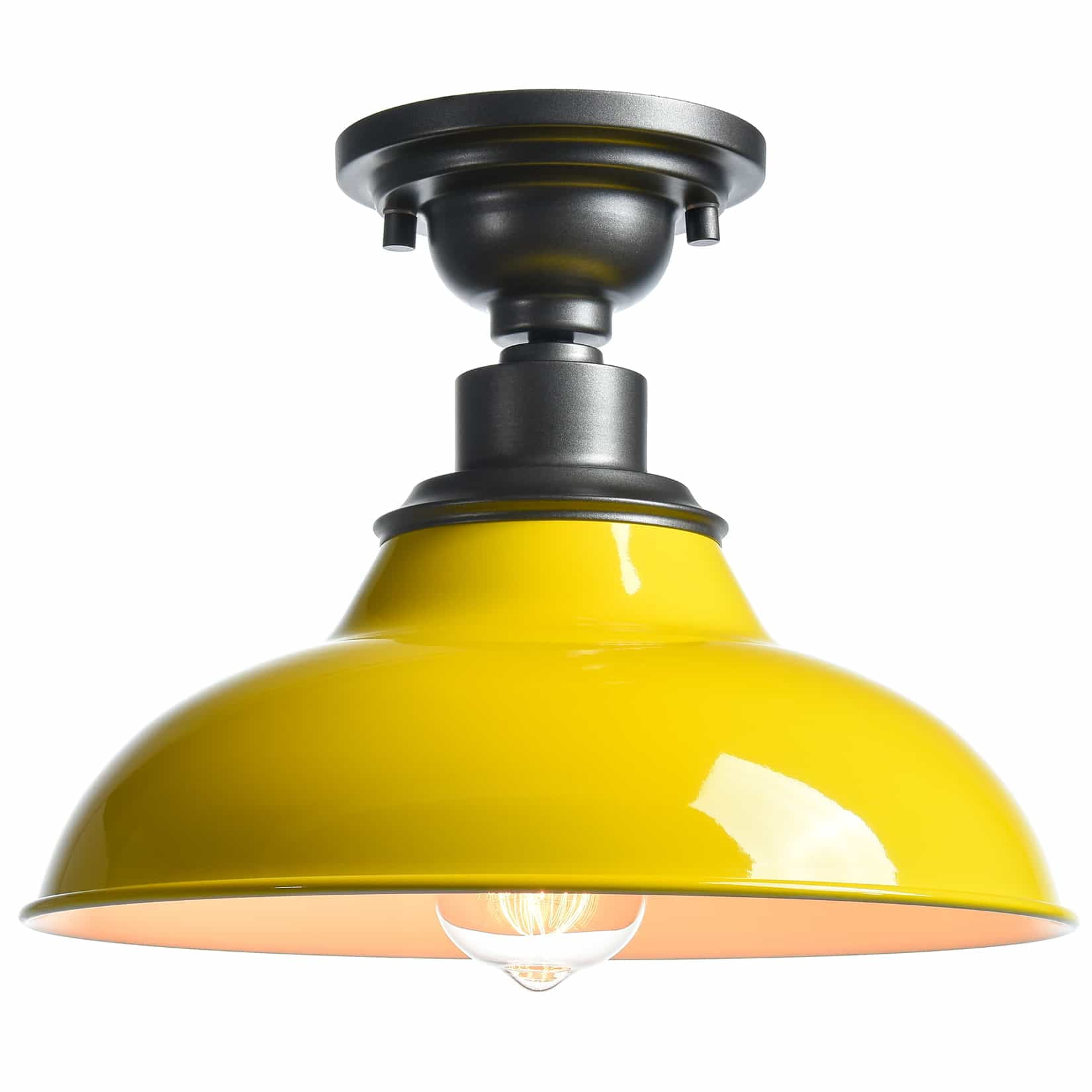 Modern Yellow Semi Flush Mount Light Barn Style Ceiling Light Fixture