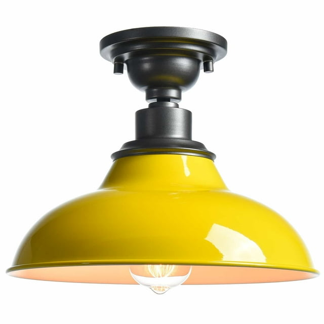 Modern Yellow Semi Flush Mount Light Barn Style Ceiling Light Fixture