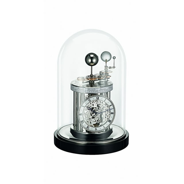 Hermle Black Forest Clocks Astrolabium Modern & Contemporary Roman Numeral Quartz Movement / Crystal Tabletop Clock in Polished Nickel