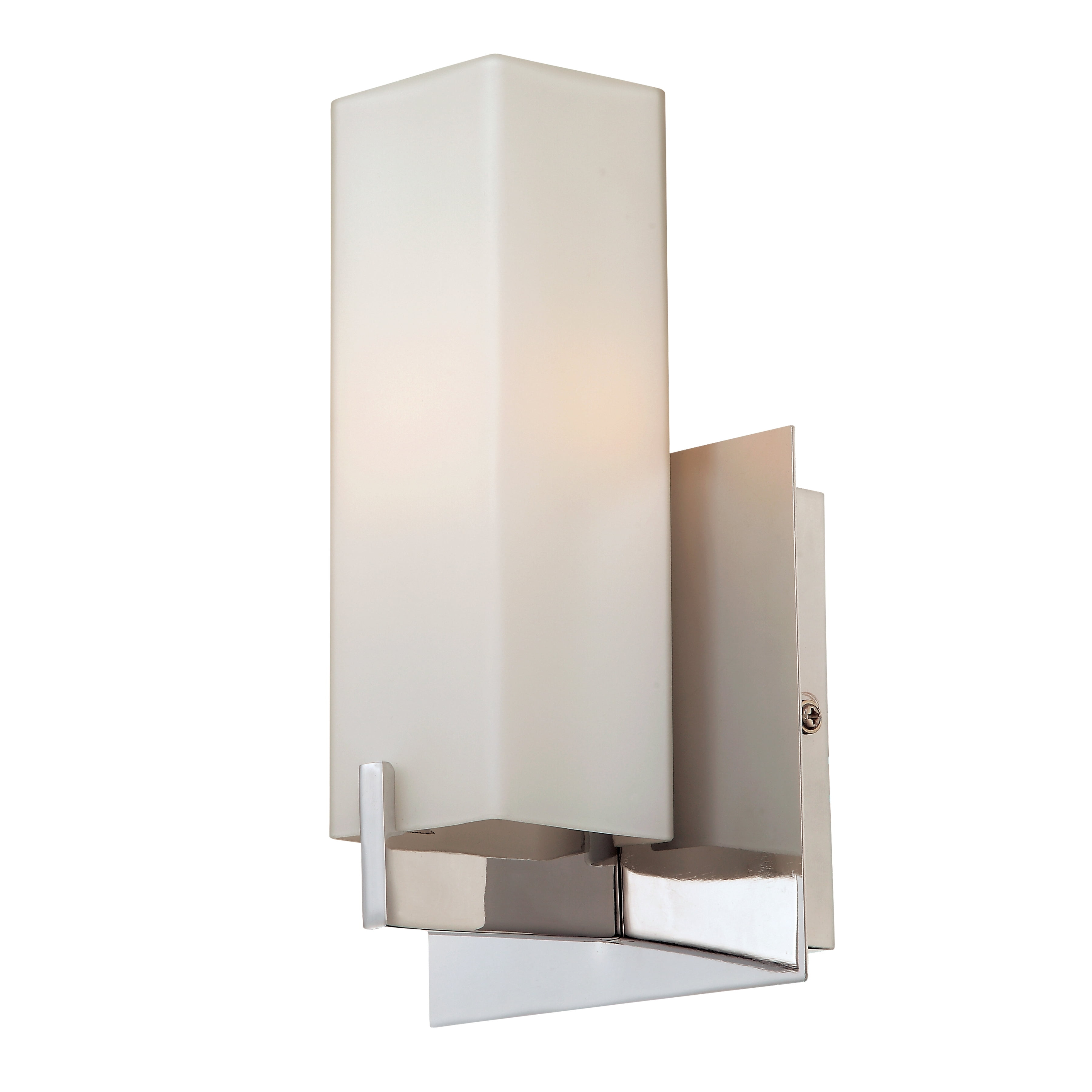 Moderno 1-Light Wall Lamp in Matte Satin Nickel with Rectangular White Opal Glass