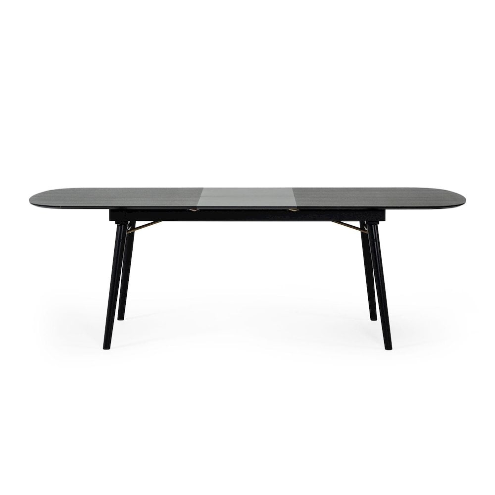 Modrest Addax 71" Modern Solid Wood Extendable Dining Table in Black