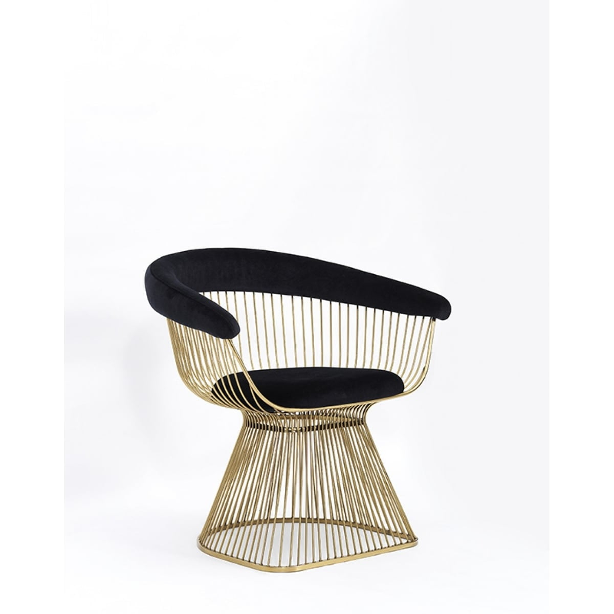 Modrest Chandler Black Velvet & Gold Dining Chair