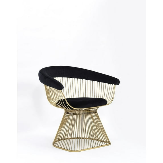 Modrest Chandler Black Velvet & Gold Dining Chair