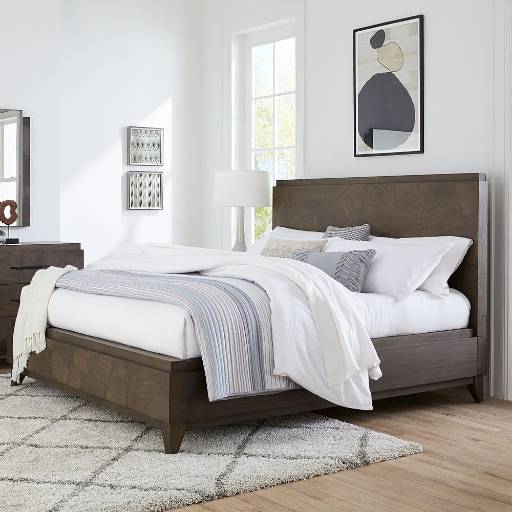 Modus Furniture Broderick Wood Panel Bed in Wild Oats Brown