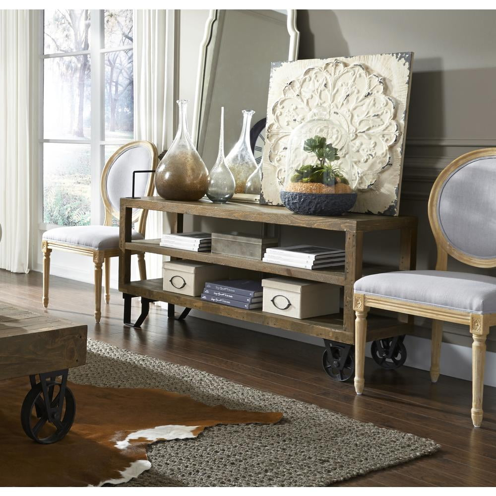 Modus Furniture Coalburn Reclaimed Wood Media Console in Russett Brown