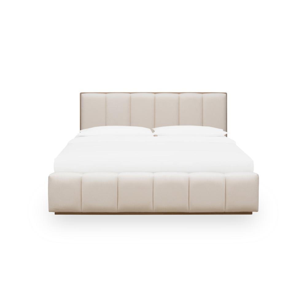 Modus Furniture Gardenia Wood Frame Upholstered Platform Bed in Cotton and Chai