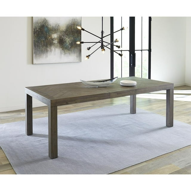 Modus Furniture Herringbone Extension Table in Rustic Latte