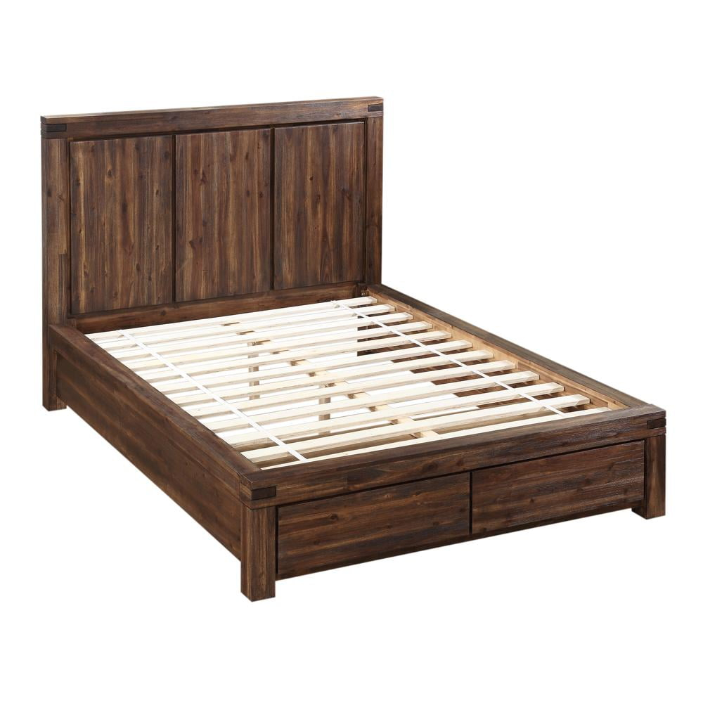 Modus Furniture Meadow Solid Wood Footboard Storage Bed in Brick Brown