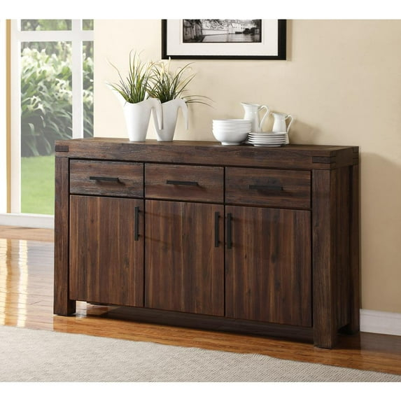 Modus Furniture Meadow Solid Wood Sideboard in Brick Brown
